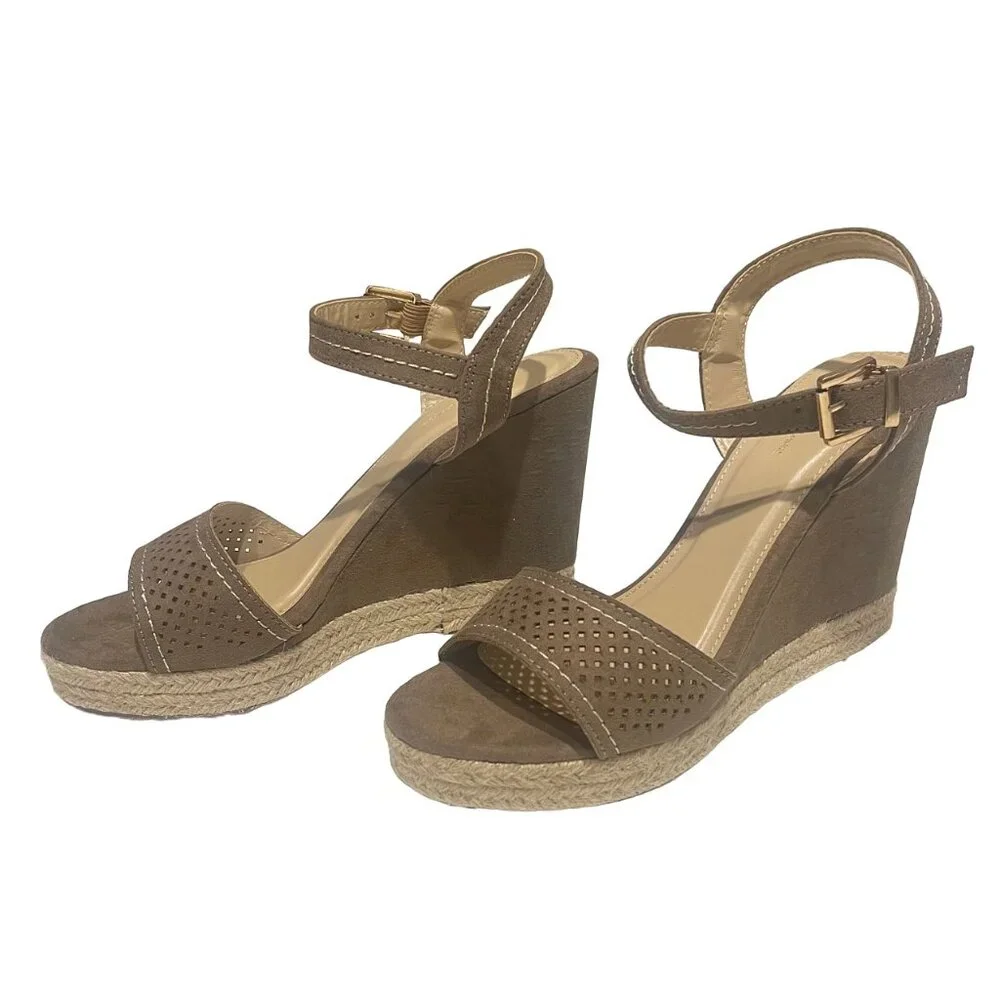 Wild Diva Single Band Slingback Women's Espadrille Wedge Platform Sandals Shoes